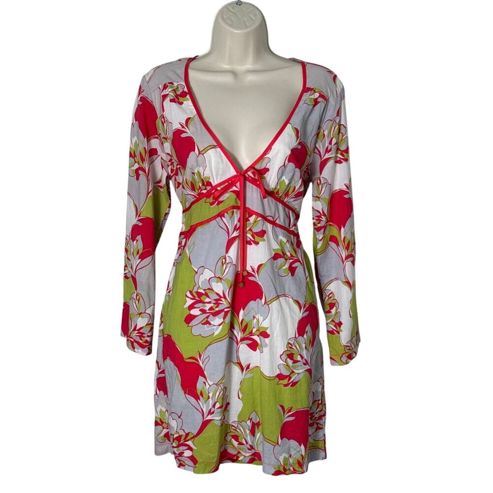 Ted Baker V‎ Neck Floral Print Mini Dress Cover Up Size Ted 3/US 6/8
